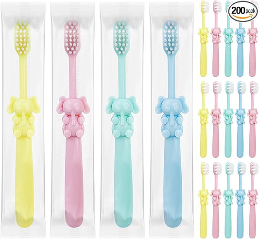 200 pcs Disposable Kids Toothbrushes Bulk Individually Wrapped Toothbrushes,Kids Toothbrush for Age 2+ Toddler Children Toothbrush Set Soft Bristles Boys Girls