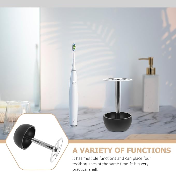 Stainless Steel Toothbrush Holder Stand with Drainage for Bathroom Organizer Material Independent Toothbrush Slots to Keep Dry and Sanitary Suitable for Home and Hotel Use
