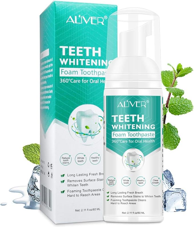 Foam Toothpaste, Teeth Whitening Toothpaste with Fluoride, Ultra-fine Mousse Foam Deeply Cleaning Gums,Stain Removal, Travel Friendly, Easy to Use, Oral Care-Toothpaste Replacement.