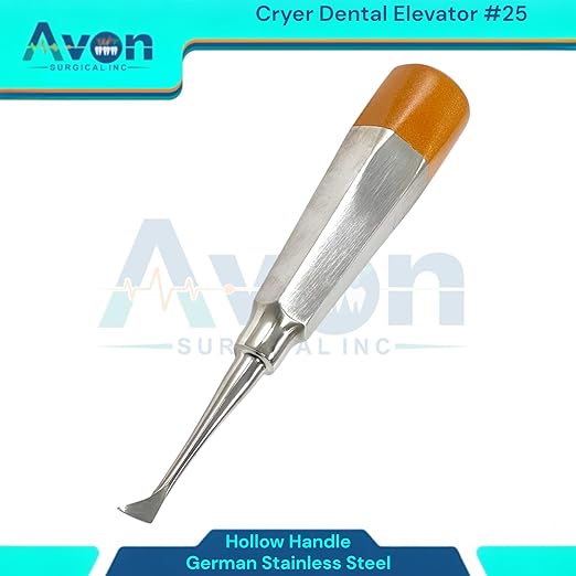 Root and Tooth Extraction Dental Cryer Elevator Pick, Sharp Angled Tip, Color-Coded Handle Ends | Autoclave-Safe German Stainless Steel Dental Instruments (1, #25 Cryer - Gold End)