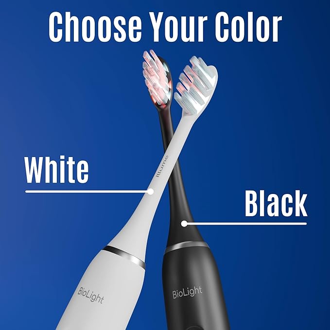 BIOLIGHT Illume Sonic Electric Toothbrush with Red & Blue Light Therapy – Professional Whitening, Gum Care & Advanced Oral Hygiene - Black
