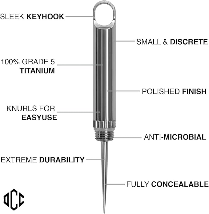 DAILYCARRYCO. TiPick Titanium Toothpick Holder - Portable Metal Travel Toothpick - Reusable EDC Micro Toothpick - Compact & Convenient, On-the-Go - Polished Titanium Construction