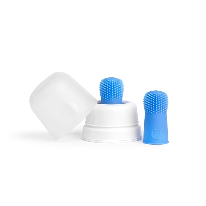 Ubbi Baby Silicone Finger Toothbrush with Storage Case, Food-Grade Platinum Silicone, Oral Care for Infants and Babies, 2 Pack, Polaris Blue