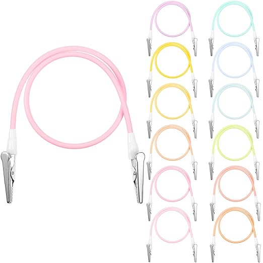 Patelai Dental Bib Holder Clips Silicone Napkin Clip Macaron Bib Holder, Dentist Napkin Clip Neck Chains with Metal Clips with Lanyard for Elderly Adult Patient Towels Restaurant