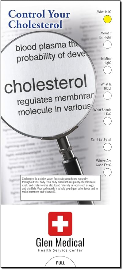 ZOCO - Control Your Cholesterol Slide Chart - Custom Promotional Item (Pack of 250) - HDL Instruction Guide, Brochure, Pamphlet - Doctor’s Office, Clinics, Pharmacies Handout - 3.75 x 8.5 in.