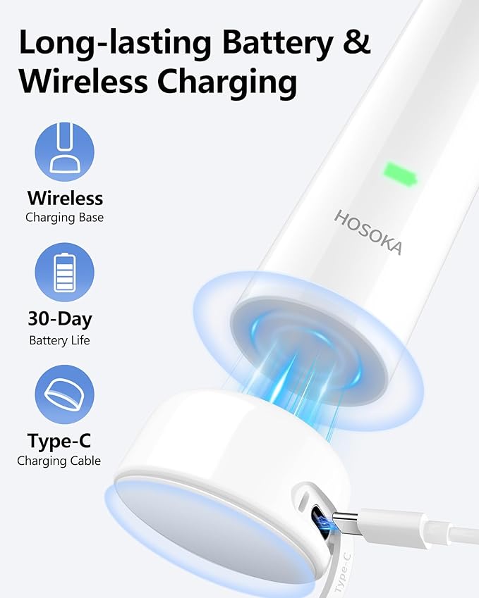 Sonic Electric Toothbrush for Adults, 60° Oscillation & Vibration Smart Toothbrush with Customizable App, 3 Brush Heads, Wireless Rechargeable Travel Wave Electric Toothbrush, IPX7 Waterproof