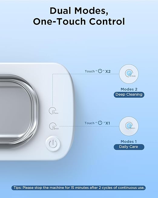 Ultrasonic Jewelry Cleaner Machine: 48KHz Ultra Sonic Cleaner for Jewelry,Eyeglass,Rings,Watch Band,Dentures,with Dual Cleaning Modes,350ML 304 Stainless Steel Tank,Gift for Wife,Mom,Daughter