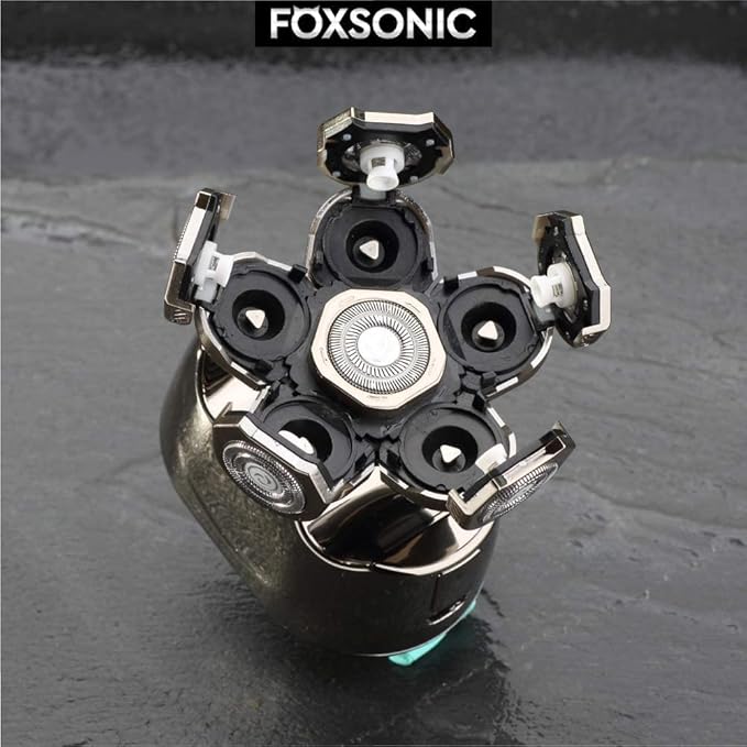 FOXSONIC Silvery Men's Electric Shaver Replacement Heads Electric Razor Blade Replacement Head 6 Blades Head Shaver replacement Bald Shaver Head Blade