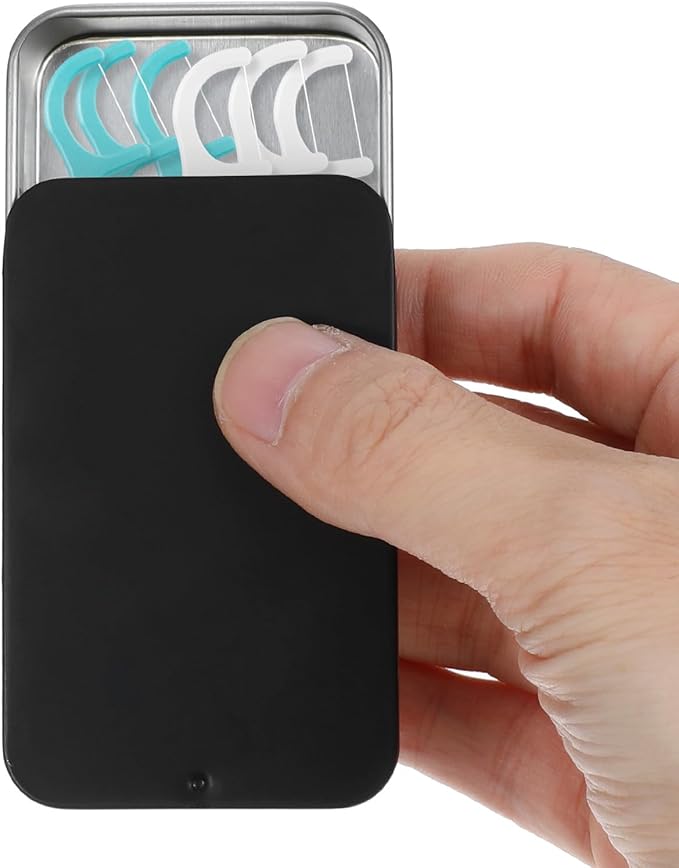 4Pack Dental Floss Portable Case Black Travel Floss Box Tooth Pick Dispenser Refillable Glide Toothpick Storage Container Storage Compact Glide Flosses Organize for Travel Dates Dinners Hotels Outdoor