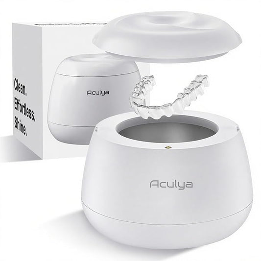 Ultrasonic Retainer Cleaner Machine 48kHz Denture Cleaner 200ml Dental Appliance Cleaner for Aligner, Night Guard, Brace, Jewelry