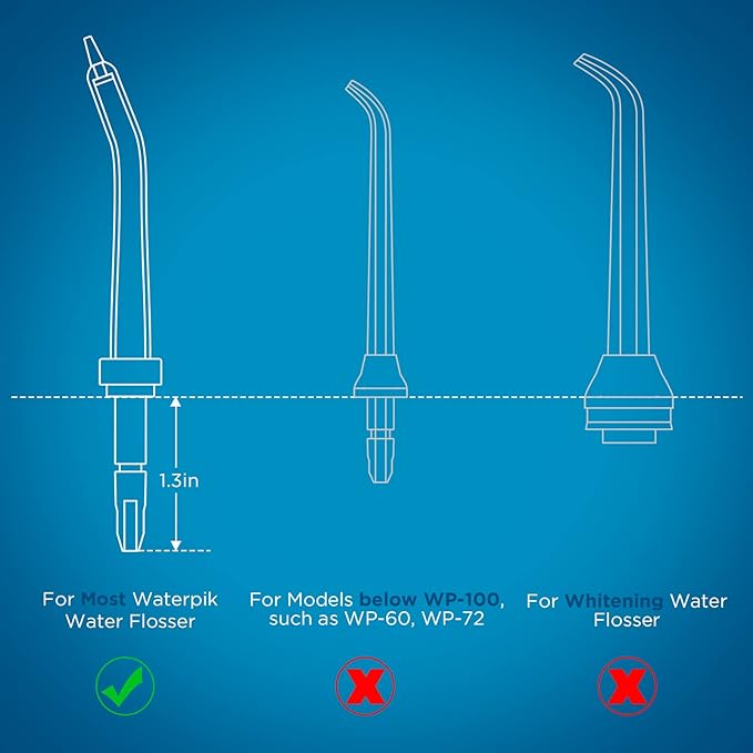 Replacement Heads for Waterpik, Replacement Picks for Water Pik Water Flosser (6 Periodontal Tips + Storage Case)