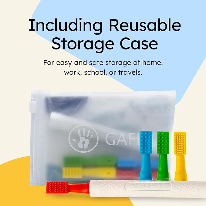 Gafly Therapens Oral Motor Therapy Tools Stimulate Speech and Feeding - Chewy Vibe Speech Therapy Toys Help Kids with Sensory Needs Chew & Relax - Oral Stimulator Kit Includes 4 Tips, Storage Pouch