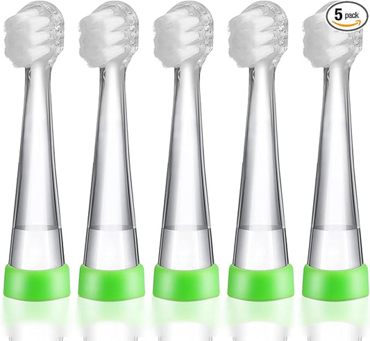 Baby Toothbrush Heads Compatible with Papablic BabyHandy/Toddler Sonic Electric Toothbrushes, Compatible with Brush-Baby BabySonic/Seago SG902/SG602, 5 Pack (8-18 Month)