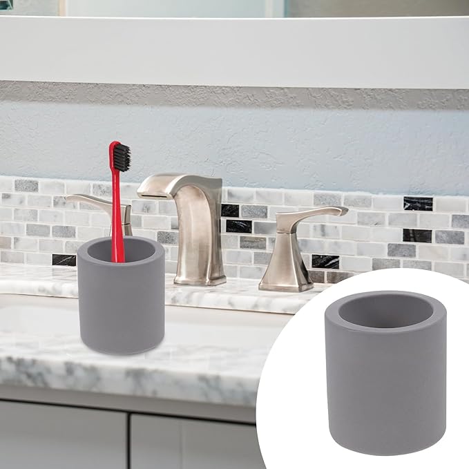 Garneck Diatomite Toothbrush Holder Stand Water-absorbent Quick-drying Toothbrush Organizer Base for Bathroom Countertop Storage Gray