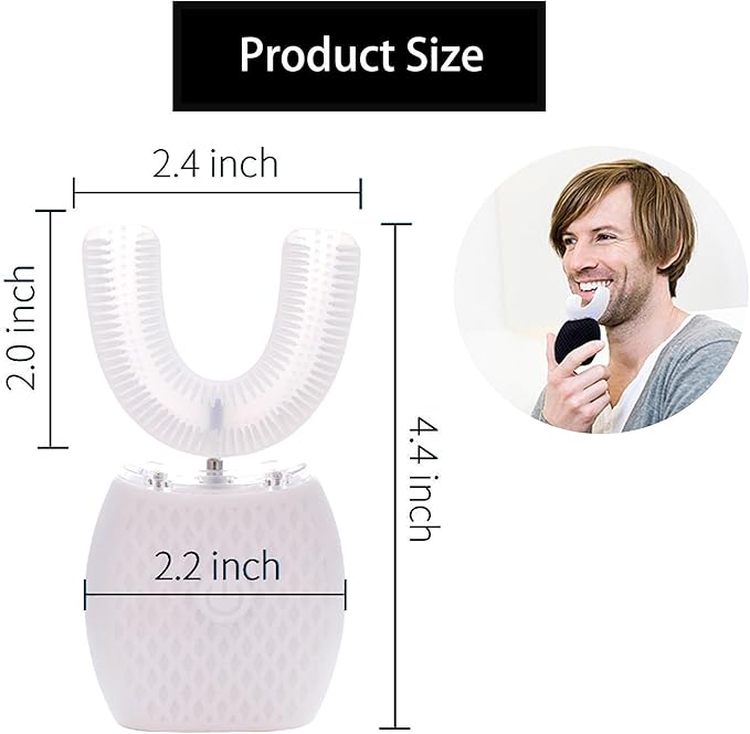 Automatic Toothbrush for Adults - Ultrasonic Electric Toothbrush with Soft Bristles Rechargeable Portable Waterproof Design 30s Timer, Wireless Charging Dual-Use for Travel & Home (White)