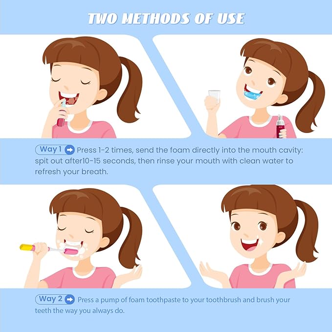 Kids Foam Fluoride Free Toothpaste with 4 Pack Strawberry and Blueberry Flavor,Toddler Natural Teeth Deep Cleaning Toothpaste for U Shaped Toothbrush
