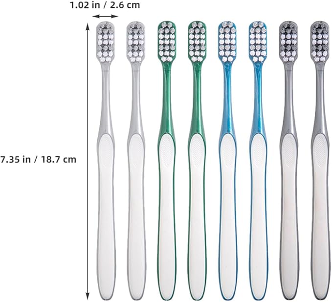 Men’S Manual Toothbrush Set 8Pcs (2 Packs of 4) with Hard Bristles, Large Head Plastic Teeth Cleaning Toothbrushes for Travel and Daily Use