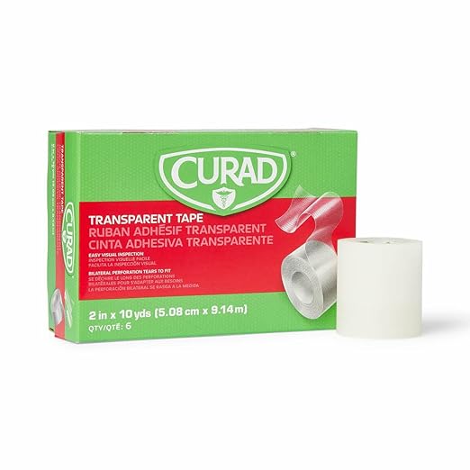 CUARD Tear-to-Fit Clear Plastic Tape, 2 Inch x 10 Yards per Roll, Box of 6