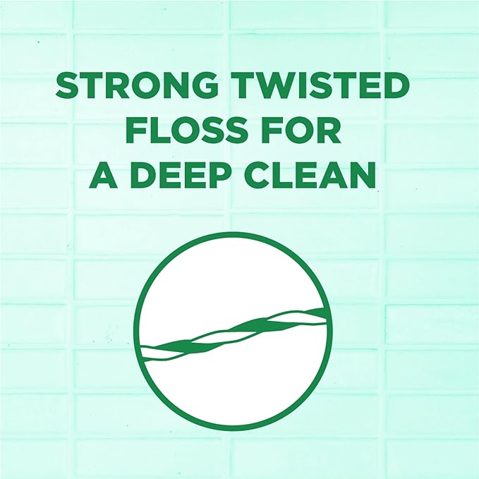 GUM Twisted Mint Floss Picks - Twisted Threads, Shred-Resistant Floss, Easy Grip Handle, 150 Count (Pack of 4)