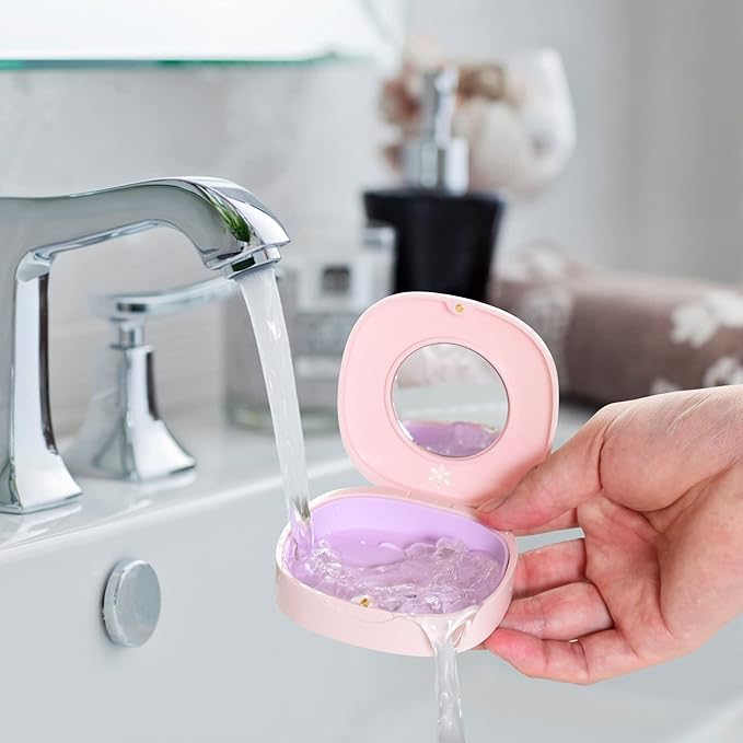 Doboli Retainer Case,Slim Aligner Mouth Guard Case Compatible with Invisalign Pink