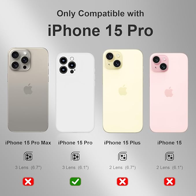 Magnetic for iPhone 15 Pro Case, Compatible with MagSafe, with 9H Nano Screen Protectors, Full Camera Protection, Silicone Shockproof Microfiber Lining Phone Case 6.1", White