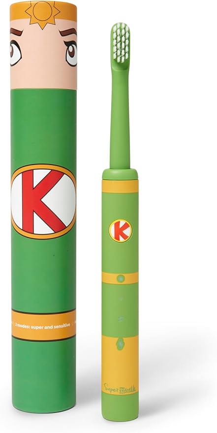 SuperMouth Smile Sidekick Sonic Toothbrush for Kids – Rechargeable, 3 Brushing Modes, Ultra-Soft Bristles, 2-Min Timer, Replaceable Brush Head – Includes Augmented Reality Sticker to Teach Brushing