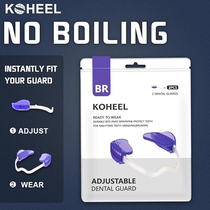 KOHEEL Adjustable Mouth Guard for Teeth Grinding and Clenching, No Boiling Night Guard, Stop Bruxism Dental Guard (2 Count)