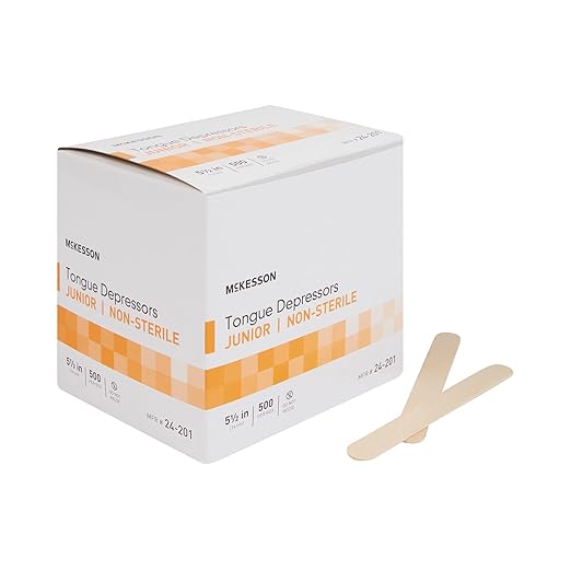 McKesson Tongue Depressors Adult Size, Non-Sterile, Wood, Unflavored, Splinter-Free (5000, 5.5")