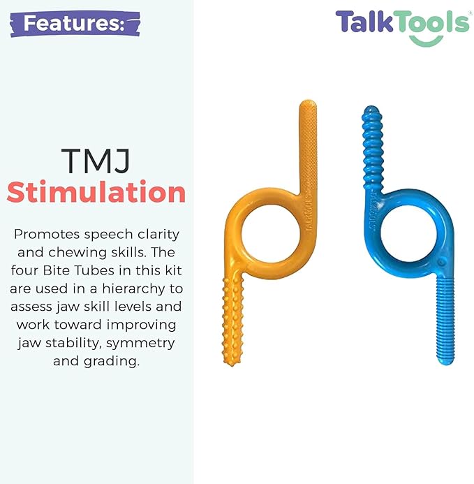 TalkTools Groovy Textured Chewy Combo - Oral Motor Sensory Tools for Kids | Self Regulation, Sensory Warm Up | Ideal for Oral Seekers | Therapist/Parent Supervision Required - Blue/Orange/Manual 2Pack