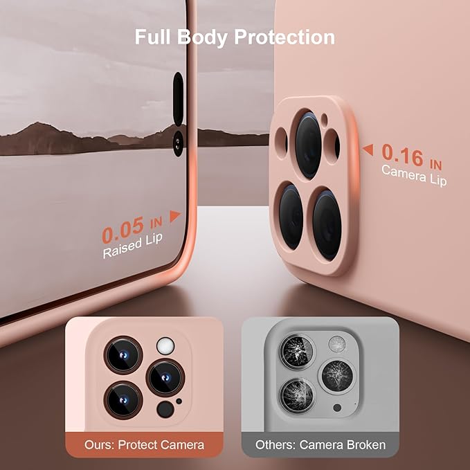 Magnetic for iPhone 15 Pro Case, Compatible with MagSafe, with 9H Nano Screen Protectors, Full Camera Protection, Silicone Shockproof Microfiber Lining Phone Case 6.1", Pinksand