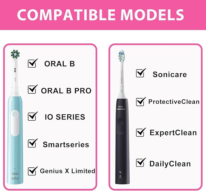 Toothbrush Travel Case for Oral B/Oral-B Pro 1000 1500 5000 7000 & Philips Sonicare 4100 1100 5300 5100 6100/iO Electric Toothbrush, Hard Protective Storage Bag (Pink case with toothbrush cap)