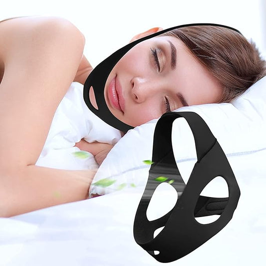 Anti Snoring Chin Strap for Men and Women, Comfortable Chin Strap for Cpap Users, Adjustable Stop Snoring Chin Strap Snoring Solution Chin Straps to Keep Mouth Closed While Sleeping (Black)