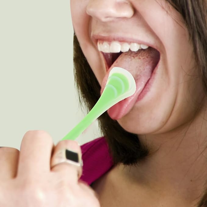 SOIMISS Portable Silicone Tongue Scraper for Adults, Double-Sided Oral Care Tool in Mint Green, Handheld Tongue Coating Cleaner for Bad Breath Removal and Daily Hygiene