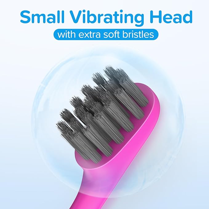 Replacement Toothbrush Heads Compatiable with Burst Kids Electric Toothbrush, Soft Charcoal Bristles for Gentle on Gum and Deep Cleaning, Pack of 10, Pink