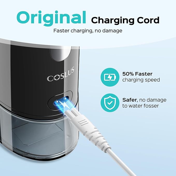 COSLUS Original Water Flosser Charger: Replacement Charger for Aquasonic, Nicwell, Oralfree, Nicefeel, Hangsun, Tovendor Figure-8 Charging Water Flosser, Durable Water Dental Pick Charger Cord