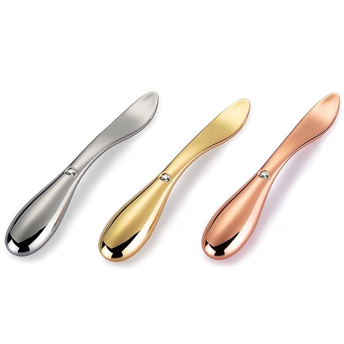 Tekson 3PCS Eye Roller Cream, Face Massage Applicator Tool, Metal Facial Massager for Moisturizer Wand Stick (Zinc Alloy) (2 in 1)