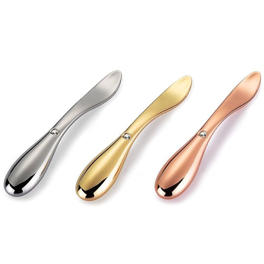 Tekson 3PCS Eye Roller Cream, Face Massage Applicator Tool, Metal Facial Massager for Moisturizer Wand Stick (Zinc Alloy) (2 in 1)