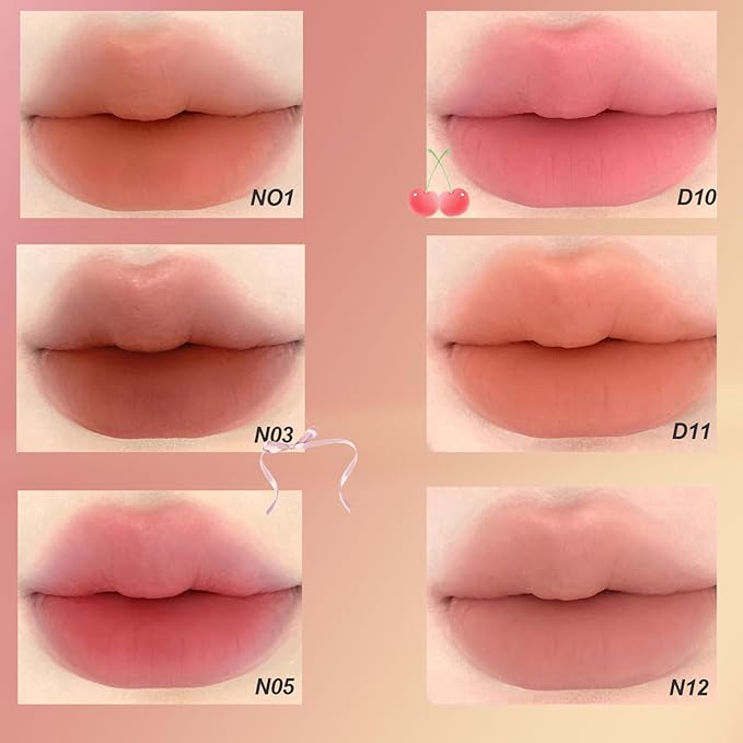 Cushion Lip Powder Cream, Matte Lip Cream - Long-Lasting & Smooth Skin, Non-Drying, Moisturizing Non-Fading Lipstick, CreaM Velvet Finish, Lightweight (N13 Tender peach pink)