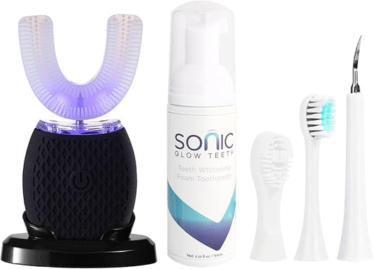 Automatic Toothbrush for Adults - Ultrasonic Electric Toothbrush 30s Timer, Soft Bristles, Wireless Charging Washable Portable for Travel & Home Use Dual-use (Black, Adult)