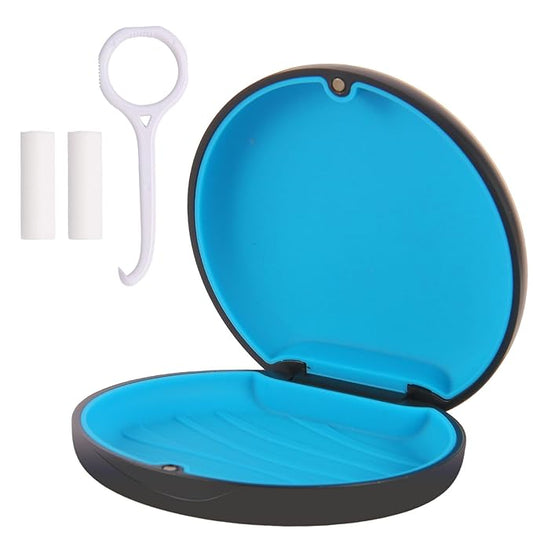 Aligner Case, Slim Retainer Box for Travel, Retainer Case Compatible with Invisalign Aligners, Brace Storage Box with Aligner Removal Tool and Chew,Black