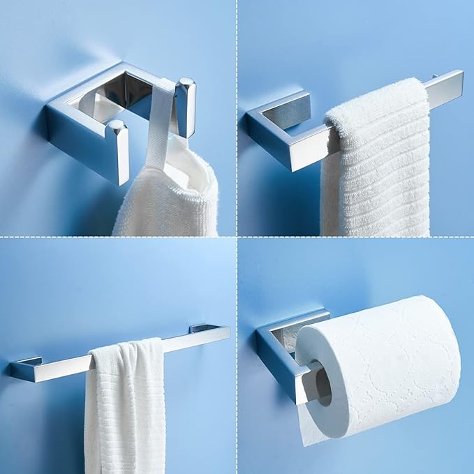 Fapully 5 Piece Bathroom Hardware Accessories Set Stainless Steel Wall Mounted,Chrome Polish Finished