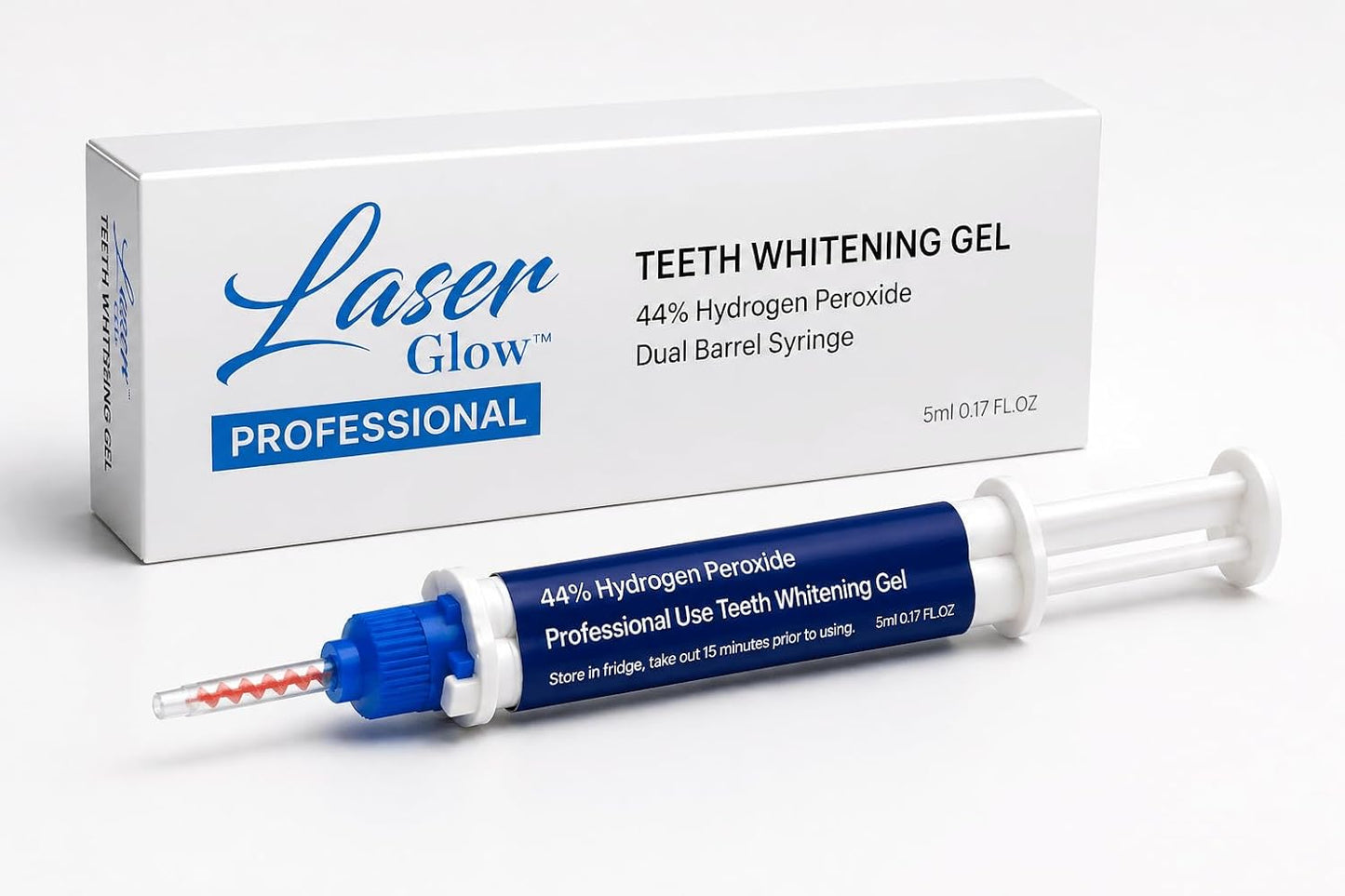 LaserGlow Professional Teeth Whitening Gel 44% Hydrogen Peroxide – Dual Barrel Syringe for Fast, Effective, and Whitening Results | Hydrogen Peroxide Gel, Teeth Whitener, Tooth Whitening Gel