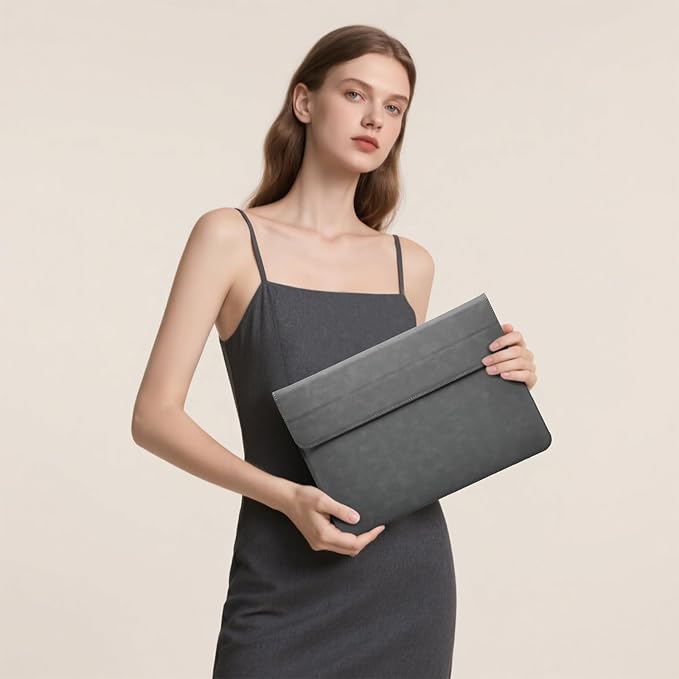 HYZUO 15-16 Inch Laptop Sleeve Case with Stand Feature for MacBook Pro 16 M4/M3/M2/M1 Pro/Max 2025-2019, XPS 15, MacBook Pro 15 2015-2012, Samsung Galaxy Book Flex/Pro 15, Dark Gray
