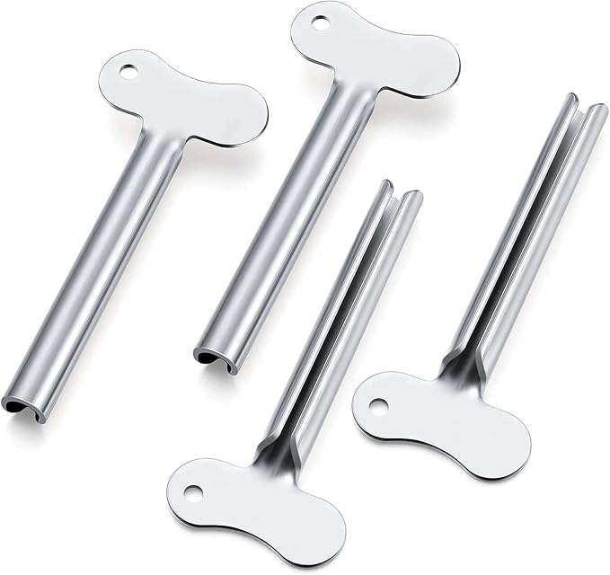 ZOCONE Toothpaste Squeezer, 6pcs Metal Tube Squeezer Key Stainless Steel Toothpaste Roller Tube Wringer for Paint, Cream, Cosmetic and Hair Dye(E)
