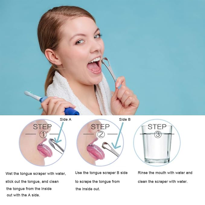 New Version Tongue Scraper Cleaner for Adults & Kids, Medical Grade Metal Tongue Brushes Set for Fresh Breath Dental Eliminate Bad Breath in Seconds (Black)