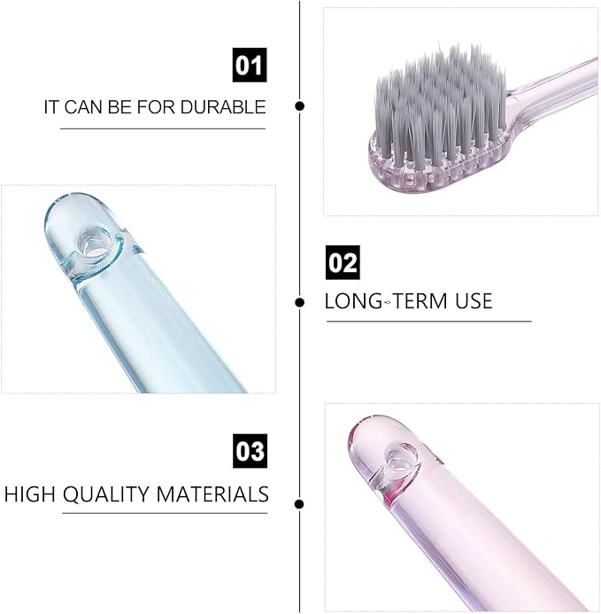 SMASOLO Crystal Toothbrush Set 6Pcs with Silver Ion Soft Bristles Wide Head Oral Care Toothbrushes for Adults Travel Use (Green Pink, 3Pcs Each)