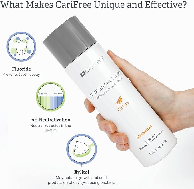 CariFree Maintenance & Prevention Kit, Citrus Flavored | Anti-Cavity Fluoride Toothpaste & Mouthwash Freshens Breath and Moistens Mouth | Dentist Recommended for Oral Care (2 Piece Set)