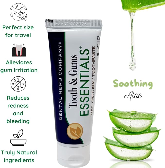 Dental Herb Company - Travel Toothpaste 1oz, (3 Pack) Truly Natural Fluoride-Free and SLS-Free - Superior Defense Against Bleeding and Irritated Gums, Dry Mouth and Mouth sores.