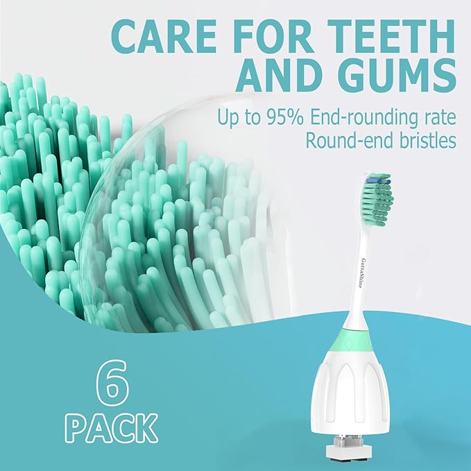Replacement Toothbrush Heads for Philips Sonicare E-Series Essence Xtreme CleanCare and Other Screw-on Electric Brush Head Multi-Color Rings 6 Packs