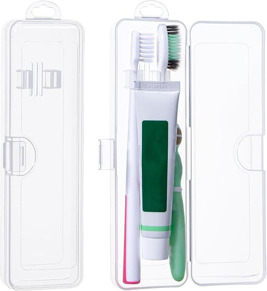 Toothbrush Travel Case 2 Pack, Clear Toothbrush Case Holder Travel Size Plastic Toothbrush Holder Toothpaste Storage Container Portable for Traveling, 7.87 x 2.36x 1.18”